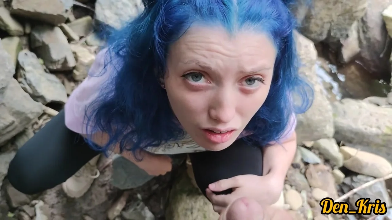 Cute With Blue Hair Gives Blowjob And Sex To Get Cum On Face