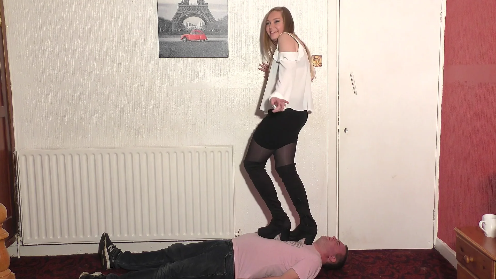 Dancing On Her Slave With Her Massive Boots