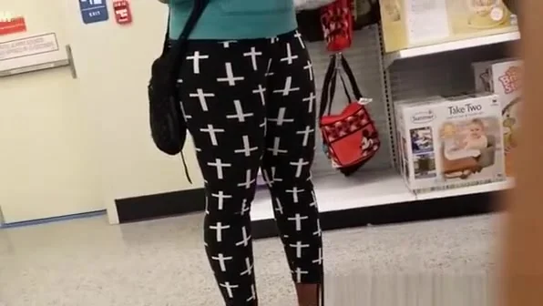 Super fat thick black booty in tight pants