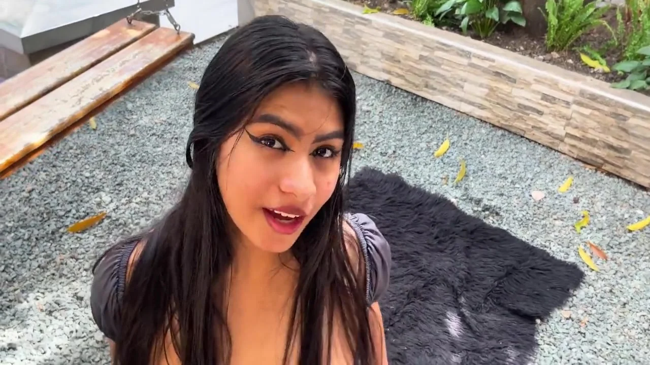Sexy Latina Plays In The Yard Of Her House