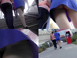 Brunette accidentally shows g-string in candid upskirts